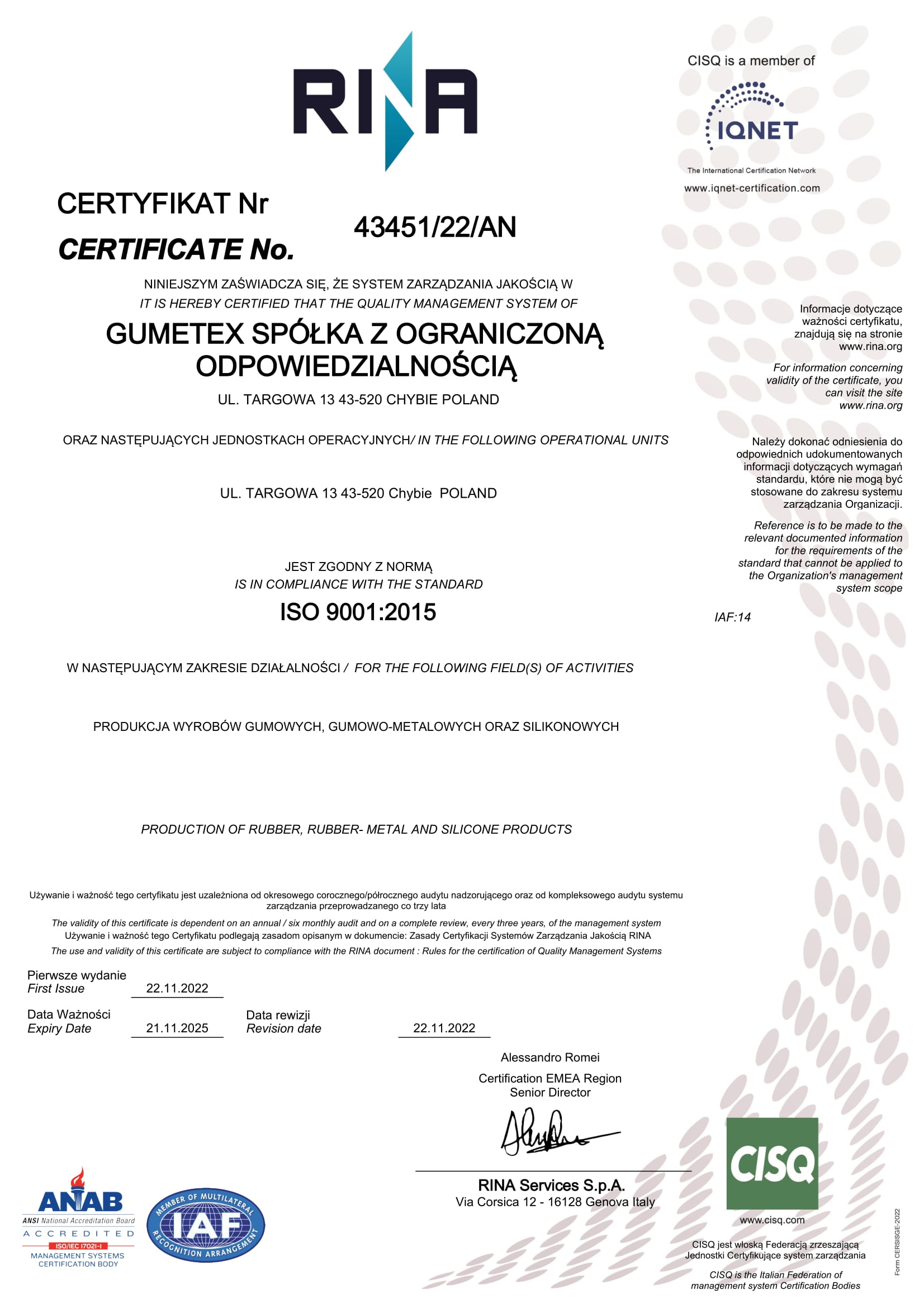 CertificateISO9001